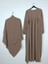 Abaya Açık Taba Medine Ipeği Üç Parça Takım 1