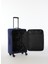 Lacivert Unisex 41X67X26 cm Orta Boy Çekçekli Kumaş Valiz 028 Orta 5