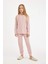Kız Çocuk Pijama Takımı Desenli Uzun Kollu Üst Beli Lastikli Uzun Alt D6318A8NS 1