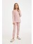 Kız Çocuk Pijama Takımı Desenli Uzun Kollu Üst Beli Lastikli Uzun Alt D6318A8NS 3