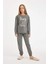 Kız Çocuk Pijama Takımı Baskılı Uzun Kollu Üst Beli Lastikli Uzun Alt D6319A8NS 2