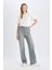 90's Wide Leg Yüksek Bel Uzun Jean Yıkamalı Pantolon D6835AX24AU 2