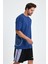 Erkek Over Size Spor T-Shirt | Kurt Baskılı | Workout T-Shirt | Tişört | Indigo | 1