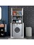 KD102 Çamaşır Makinesi Dolabı Kapaklı 3 Raflı Üst Dolaplı Banyo Dolabı Beyaz - Sepet Ceviz 4