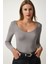 Kadın Uzun Kollu Ön Arka Geniş U Yaka Viskon Kumaş Düz Basic Body BLZ33789 1