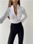 Be Chic Beyaz Fermuarlı Fitilli Crop Bluz 4