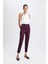 Sigaret Saten Kumaş Pantolon Bordo Normal Bel Basic Düz Beli Lastikli Düz Paça J8743AZ24WN 1