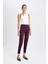Sigaret Saten Kumaş Pantolon Bordo Normal Bel Basic Düz Beli Lastikli Düz Paça J8743AZ24WN 3