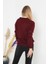 Defy Moda Unisex Uzun Kol V Yaka Triko Kazak - Bordo 4