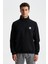 Erkek Basic Regular Fit Kanguru Cepli 3 İplik Şardonlu Dik Yaka Yarım Fermuarlı Sweatshirt K28404626701 1