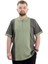 Büyük Beden Erkek T-Shirt Polo Yaka Renk Bloklu U24327 Çağla 1
