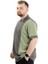 Büyük Beden Erkek T-Shirt Polo Yaka Renk Bloklu U24327 Haki 2