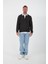 Polo Yaka Selanik Örme Kumaş Erkek Sweatshirt - Füme 3