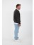 Polo Yaka Selanik Örme Kumaş Erkek Sweatshirt - Füme 4