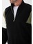 Oversize Erkek Kolları Garnili Selanik Örme Erkek Sweatshirt - Siyah 2