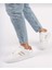 Bağcıklı Unisex Ortopedik Snaker Spor Ayakkabı Kadın-Beyaz-Oranj 2