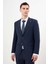 Erkek Lacivert Yünlü Platinium Ekoseli Slim Fit Mono Yaka Takım Elbise 1