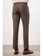 Erkek Kahve Poliviskon Basic Düz Desen Slim Fit Classic Pantolon 3