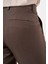 Erkek Kahve Poliviskon Basic Düz Desen Slim Fit Classic Pantolon 4