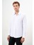 Erkek Beyaz Basic Düz Desen Sert Yaka Regular Fit Gömlek 1