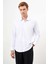 Erkek Beyaz Basic Düz Desen Sert Yaka Regular Fit Gömlek 2