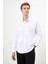 Erkek Beyaz Basic Düz Desen Sert Yaka Regular Fit Gömlek 3