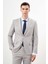 Erkek A. Mavi Poliviskon Trend Çizgili Desen Slim Fit Mono Yaka Takım Elbise 1