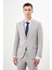 Erkek A. Mavi Poliviskon Trend Çizgili Desen Slim Fit Mono Yaka Takım Elbise 2