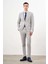 Erkek A. Mavi Poliviskon Trend Çizgili Desen Slim Fit Mono Yaka Takım Elbise 5