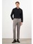Erkek Kahve Poliviskon Trend Desenli Dynamic Fit Classic Pantolon 5