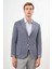 Erkek Mavi Örme Slim Fit Torba Cep Mono Yaka Spor Ceket 2