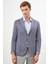 Erkek Mavi Örme Slim Fit Torba Cep Mono Yaka Spor Ceket 3