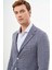Erkek Mavi Örme Slim Fit Torba Cep Mono Yaka Spor Ceket 4