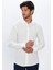 Erkek Modern Fit Dar Kesim %100 Pamuk Armürlü Premium Beyaz Gömlek 1