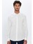 Erkek Modern Fit Dar Kesim %100 Pamuk Armürlü Premium Beyaz Gömlek 4