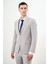 Erkek A. Mavi Poliviskon Trend Çizgili Desen Slim Fit Mono Yaka Takım Elbise 4