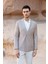 Erkek Bej Kruvaze Slim Fit Torba Cep Sivri Yaka Spor Ceket 1