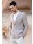 Erkek Bej Kruvaze Slim Fit Torba Cep Sivri Yaka Spor Ceket 3