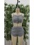Kadın Ip Askılı Crop Bluz ve Yanlardan Büzgülü İkili Kaşkorse Short Takım 4