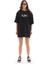 Unisex Bisiklet Yaka Baskılı Oversize T-Shirt - Siyah 1