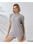 Unisex Bisiklet Yaka Slim Fit T-Shirt - Boyalı Gri 1