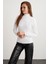 Padma Kadın Dik Yaka Dar Kesim Viskon Karışımlı Beyaz Bluz 1