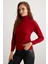 Padma Kadın Dik Yaka Dar Kesim Viskon Karışımlı Bordo Bluz 1