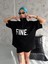 Unisex Baskılı Yarım Fermuarlı T-Shirt - Siyah 1