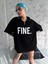 Unisex Baskılı Yarım Fermuarlı T-Shirt - Siyah 2