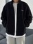 Oversize Tam Fermuarlı Kuzu Sweatshirt Içi Polarlı Sherpa Kumaş Sweatshirt Siyah S 1