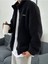 Oversize Tam Fermuarlı Kuzu Sweatshirt Içi Polarlı Sherpa Kumaş Sweatshirt Siyah S 2