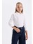 Kız Çocuk Beyaz Polo Yaka Düz Basic Pike Uzun Kollu Okul Tişörtü J0010A624AU 4