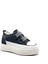 G24K313 Deri 2 cm Gizli Topuk Taşlı Cırtlı Kadın Siyah Sneaker Spor Ayakkabı 1