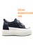 G24K313 Deri 2 cm Gizli Topuk Taşlı Cırtlı Kadın Siyah Sneaker Spor Ayakkabı 2